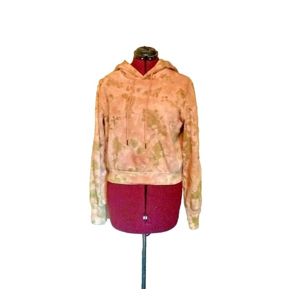 AFRM Womens Hoodie Size Small Blush Olive Tie Dye Cropped - Picture 1 of 7
